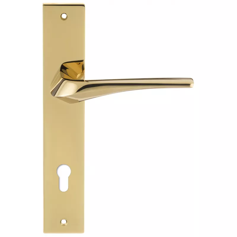 Дверная ручка Extreza Hi-Tech "GIRA" (Гира) 108 на планке PL13 полированная латунь PVD F06 под цилиндровый механизм CYL