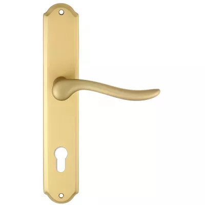 Дверная ручка Extreza "TOLEDO" (Толедо) 323 на планке PL01 матовая латунь F02 под цилиндровый механизм CYL