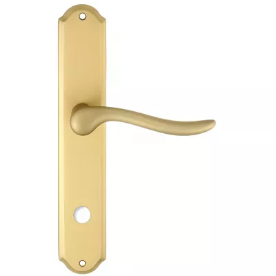 Дверная ручка Extreza "TOLEDO" (Толедо) 323 на планке PL01 матовая латунь F02 сантехническая завертка WC