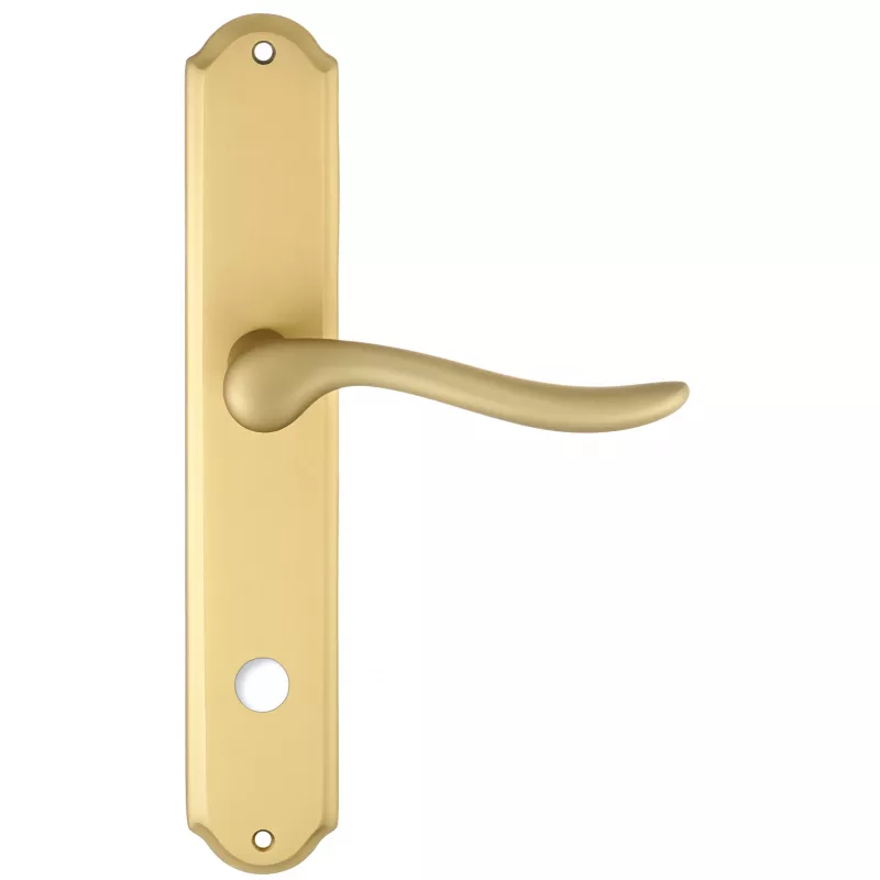 Дверная ручка Extreza "TOLEDO" (Толедо) 323 на планке PL01 матовая латунь F02 сантехническая завертка WC