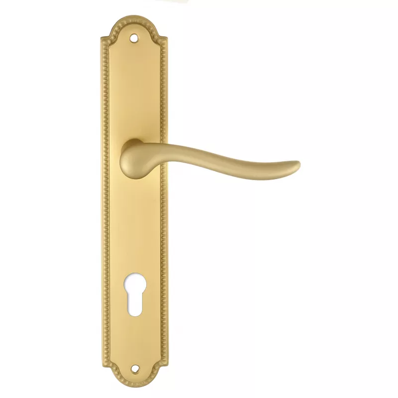 Дверная ручка Extreza "TOLEDO" (Толедо) 323 на планке PL03 матовая латунь F02 под цилиндровый механизм CYL