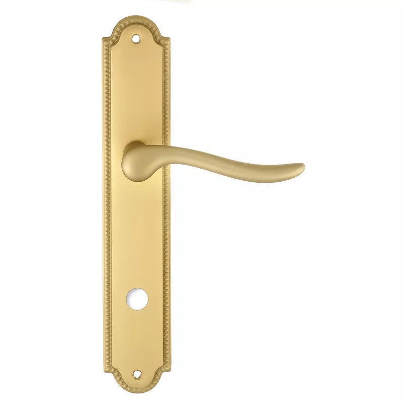 Дверная ручка Extreza "TOLEDO" (Толедо) 323 на планке PL03 матовая латунь F02 сантехническая завертка WC