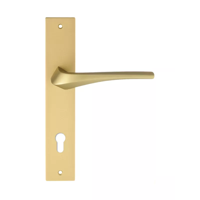 Дверная ручка Extreza Hi-Tech "GIRA" (Гира) 108 на планке PL13 матовая латунь F02 под цилиндровый механизм CYL