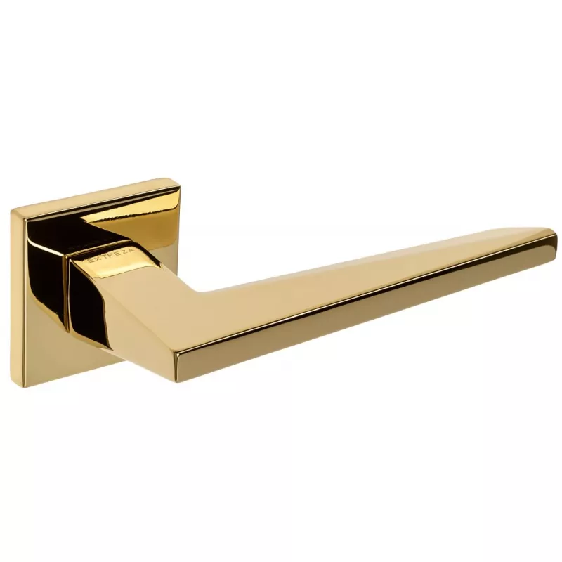 Дверная ручка Extreza Hi-Tech "AZIMUT" 102 квадратная розетка R11 (7 мм) полированная латунь PVD F06