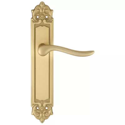 Дверная ручка Extreza "TOLEDO" (Толедо) 323 на планке PL02 матовая латунь F02 без доп. запирания PASS