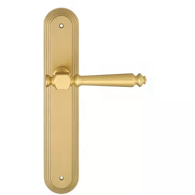 Дверная ручка Extreza "VERONIKA" (Вероника) 325 на планке PL05 матовая латунь / глянец F02/F07 под цилиндровый механизм CYL