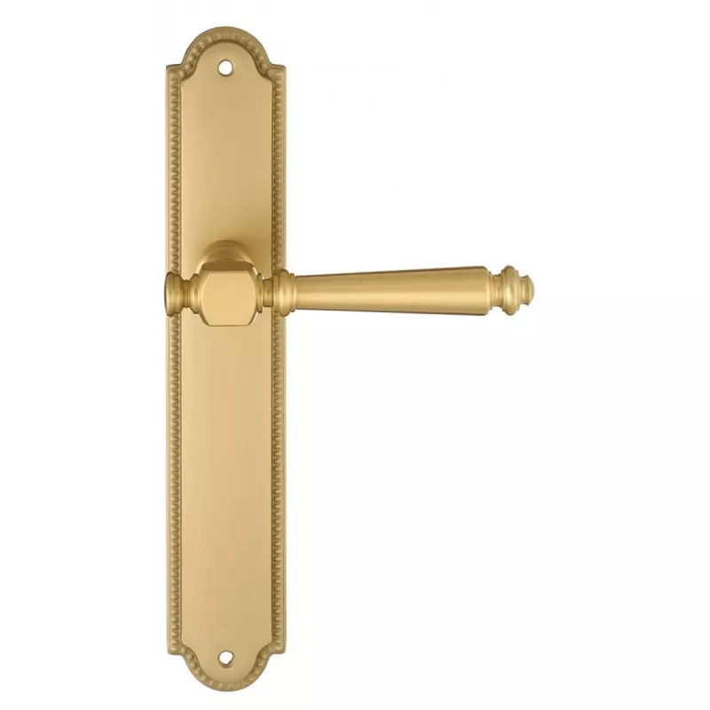 Дверная ручка Extreza "VERONIKA" (Вероника) 325 на планке PL03 матовая латунь / глянец F02/F07 под цилиндровый механизм CYL