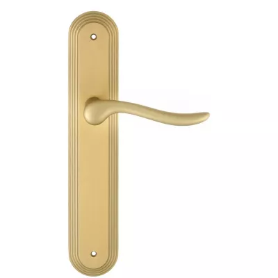 Дверная ручка Extreza "TOLEDO" (Толедо) 323 на планке PL05 матовая латунь F02 без доп. запирания PASS