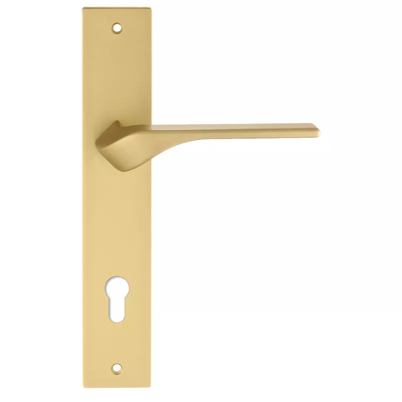 Дверная ручка на планке Extreza "AURA" 134 PL13-CYL-85 матовая латунь F02