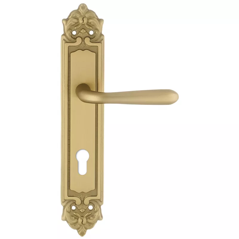 Дверная ручка Extreza "ALDO" (Альдо) 331 на планке PL02 матовая латунь F02 под цилиндровый механизм CYL