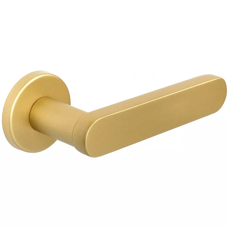 Дверная ручка Extreza Hi-tech "JEMMA" 116 на круглой розетке R12 матовая латунь F02