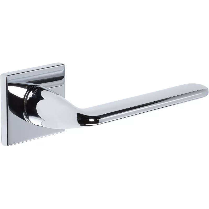 Дверная ручка Extreza HI-TECH "VIKI" 127 на квадратной розетке R15 полированный хром F04 (5 мм)