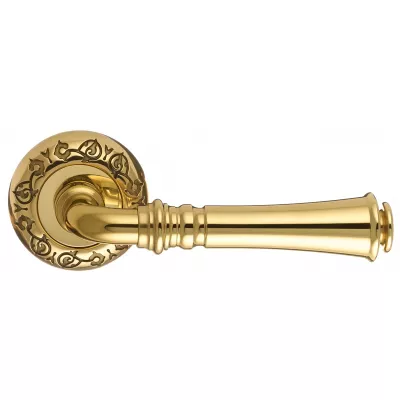 Дверная ручка Extreza "CANNA" 327 круглая розетка R04 полированная латунь F01