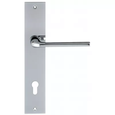 Дверная ручка Extreza Hi-Tech "TERNI" 320 на планке под цилиндр PL11-CYL-85 полированный хром F04