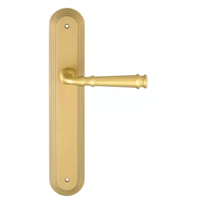 Дверная ручка Extreza "BONO" (Боно) 328 на планке PL05 матовая латунь / глянец F02/F07 без доп. запирания PASS