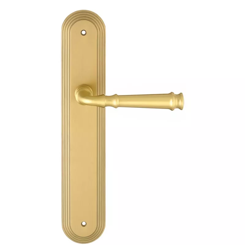 Дверная ручка Extreza "BONO" (Боно) 328 на планке PL05 матовая латунь / глянец F02/F07 без доп. запирания PASS