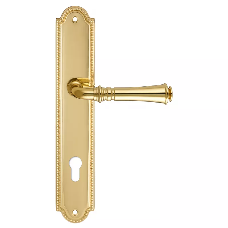 Дверная ручка на планке Extreza CANNA-PL03-CYL85-F01 (CANNA 327) полированная латунь