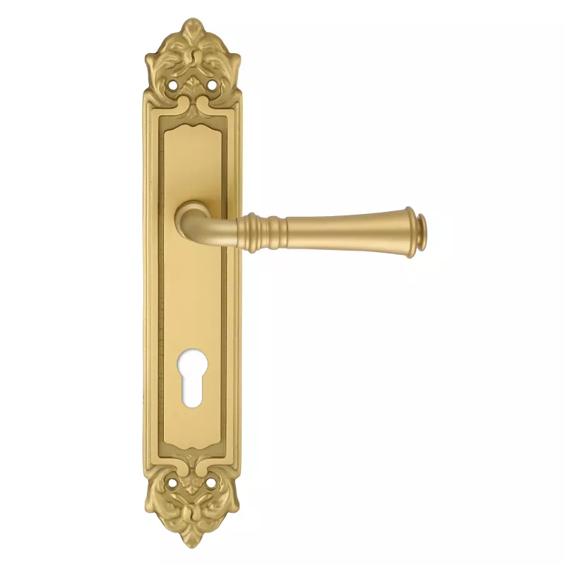 Дверная ручка на планке Extreza "CANNA" 327 PL02-CYL85 матовая латунь F02