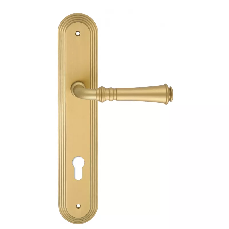 Дверная ручка на планке Extreza "CANNA" 327 PL05-CYL85 матовая латунь F02