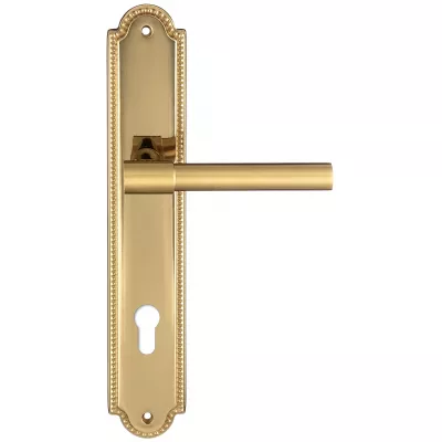 Дверная ручка Extreza "NUVO" 125 на планке PL03-CYL-85 матовая латунь / латунь F01