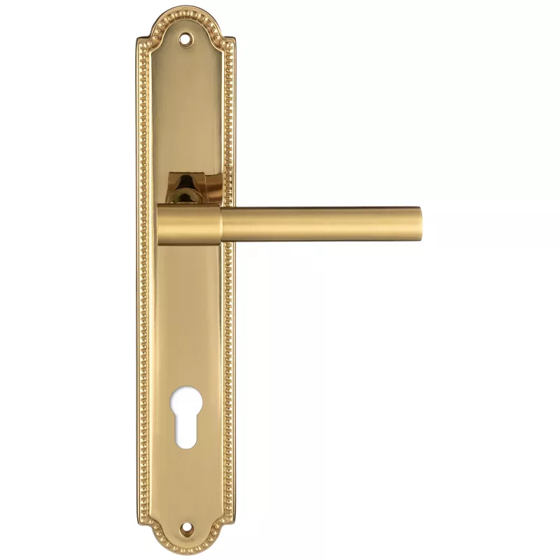 Дверная ручка Extreza "NUVO" 125 на планке PL03-CYL-85 матовая латунь / латунь F01