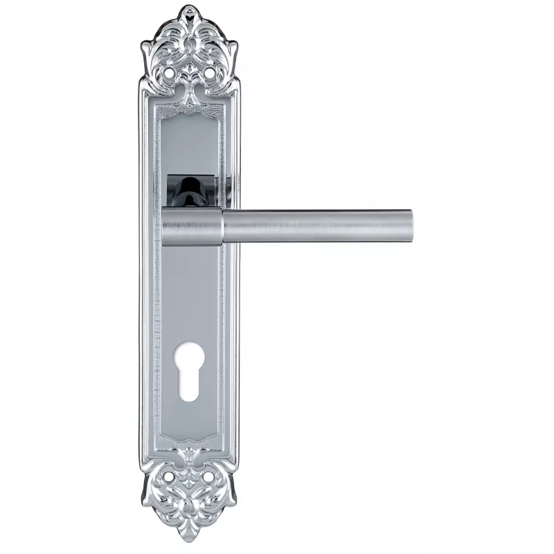 Дверная ручка Extreza "NUVO" 125 на планке PL02-CYL-85 матовый хром / хром F05/F04