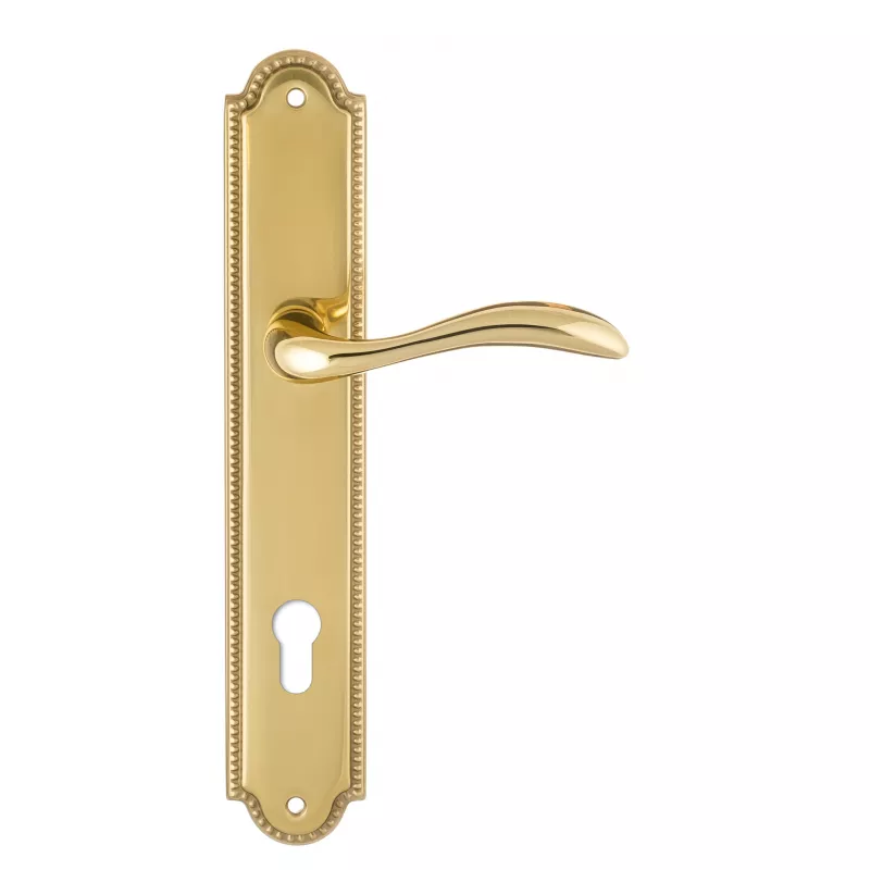 Дверная ручка на планке Extreza FLEXA-PL03-CYL-85-F01 (FLEXA 335) полированная латунь