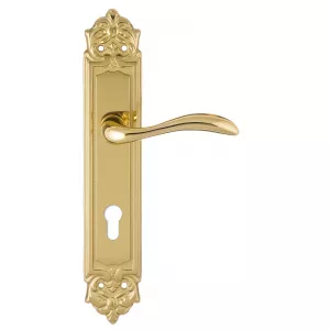 Дверная ручка на планке Extreza FLEXA-PL02-CYL-85-F01 (FLEXA 335) полированная латунь