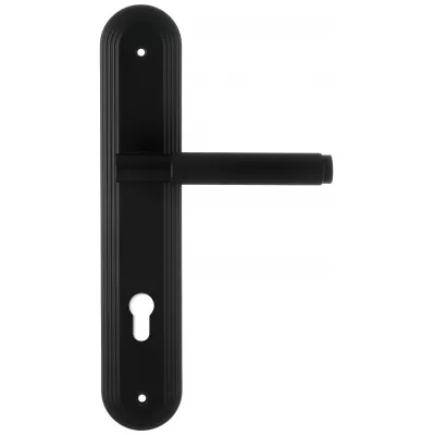 Дверная ручка на планке под цилиндр Extreza Classic "TUBA" 126 PL05-CYL-85 черный матовый F22