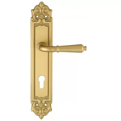 Дверная ручка на планке под цилиндр Extreza "PETRA" 304 PL02-CYL-85 матовая латунь F02