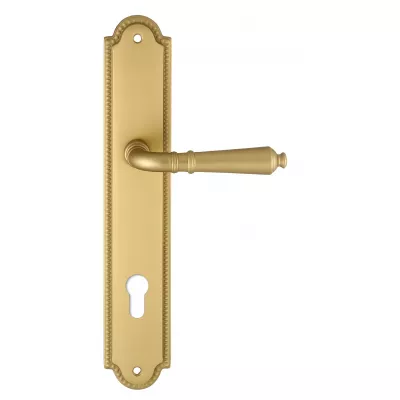 Дверная ручка на планке под цилиндр Extreza Classic "PETRA" 304 PL03-CYL-85 матовая латунь F02