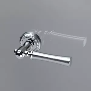 Дверная ручка на розетке Extreza DEZI-R02-F05-F04-F05 (DEZI 309) матовый хром / хром / кольцо матовый хром