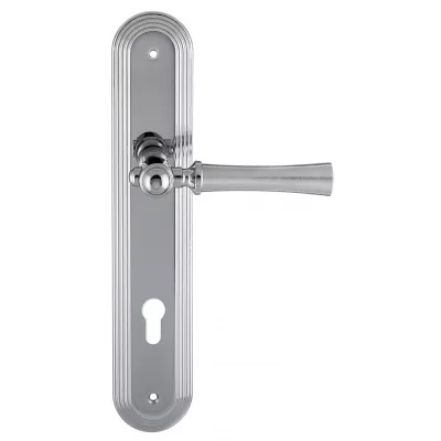 Дверная ручка на планке Extreza "DEZI" 309 PL05-CYL-85-F05-F04 матовый хром / хром / планка хром