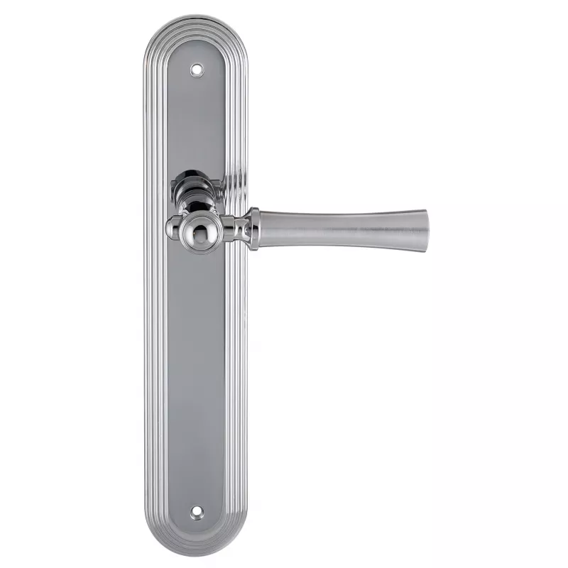 Дверная ручка на планке Extreza "DEZI" 309 PL05-F05-F04 матовый хром / хром / планка хром