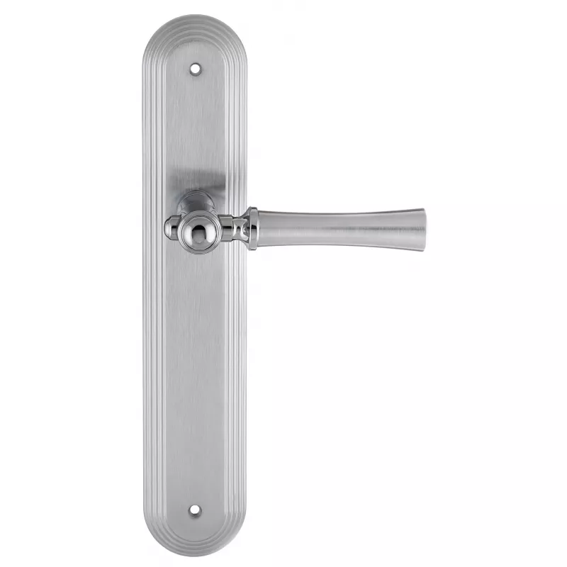 Дверная ручка на планке Extreza "DEZI" 309 PL05-F05-F04-F05 матовый хром / хром / планка матовый хром