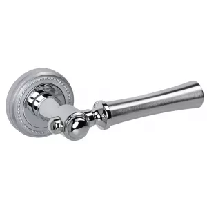 Дверная ручка на розетке Extreza DEZI-R03-F05-F04-F05 (DEZI 309) матовый хром / хром / кольцо матовый хром