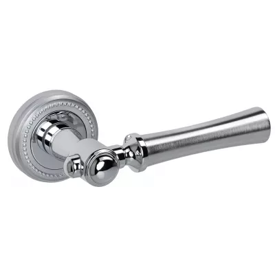 Дверная ручка на розетке Extreza DEZI-R03-F05-F04-F05 (DEZI 309) матовый хром / хром / кольцо матовый хром