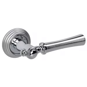 Дверная ручка на розетке Extreza DEZI-R05-F05-F04-F05 (DEZI 309) матовый хром / хром / кольцо матовый хром