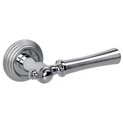 Дверная ручка на розетке Extreza DEZI-R05-F05-F04-F05 (DEZI 309) матовый хром / хром / кольцо матовый хром