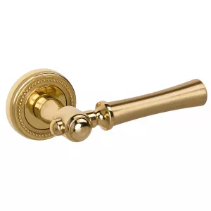 Дверная ручка на розетке Extreza DEZI-R03-F07-F01 (DEZI 309) матовая латунь глянец / латунь / кольцо латунь