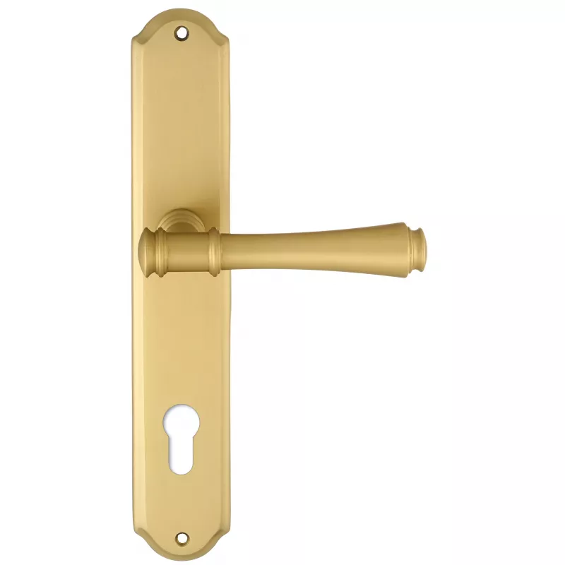 Дверная ручка Extreza "PIERO" (Пиеро) 326 на планке PL01 матовая латунь F02 под цилиндровый механизм CYL