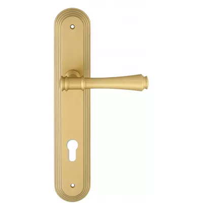 Дверная ручка Extreza "PIERO" (Пиеро) 326 на планке PL05 матовая латунь F02 под цилиндровый механизм CYL