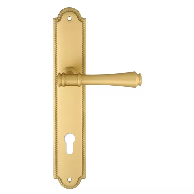 Дверная ручка Extreza "PIERO" (Пиеро) 326 на планке PL03 матовая латунь F02 под цилиндровый механизм CYL