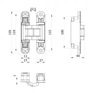 Петля скрытой установки U3D7803.VPG FSG флор. золото TECH
