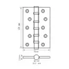 Петля стальная 125*75*2,5, 4 подшипника, б/колп., цвет бронза античная, IN125-4BB FH AB