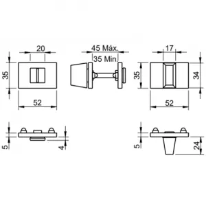 Накладка Tupai 4086 5RE-208 (дв. полотно 60 мм) вж матовое  золото
