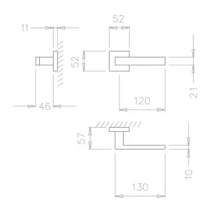 Ручка Tupai Square 2275 Q-96  Special (дв. полотно 60 мм)  хром матовый R