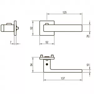 Ручка Tupai 4275 5S QP-208 ( с блокировкой ) правая матовое золото R WC ( полотно 38-45мм)