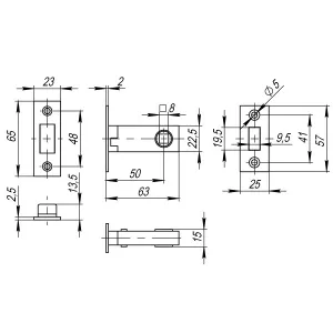 Защелка врезная MAGNM12-50-25 (M12-50-25) GR графит