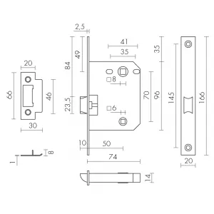 Защелка врезная PLASTP72-50 (P72-50) BL черный